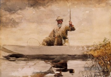 Angeln im Adirondacks Realismus Winslow Homer Marinemaler Ölgemälde